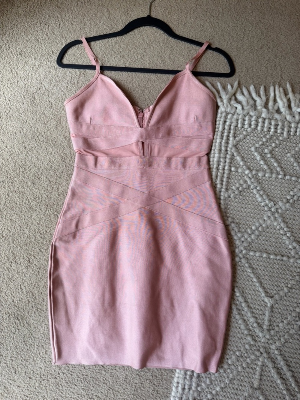 Super Down Blush Pink Bandage Mini Dress Size S